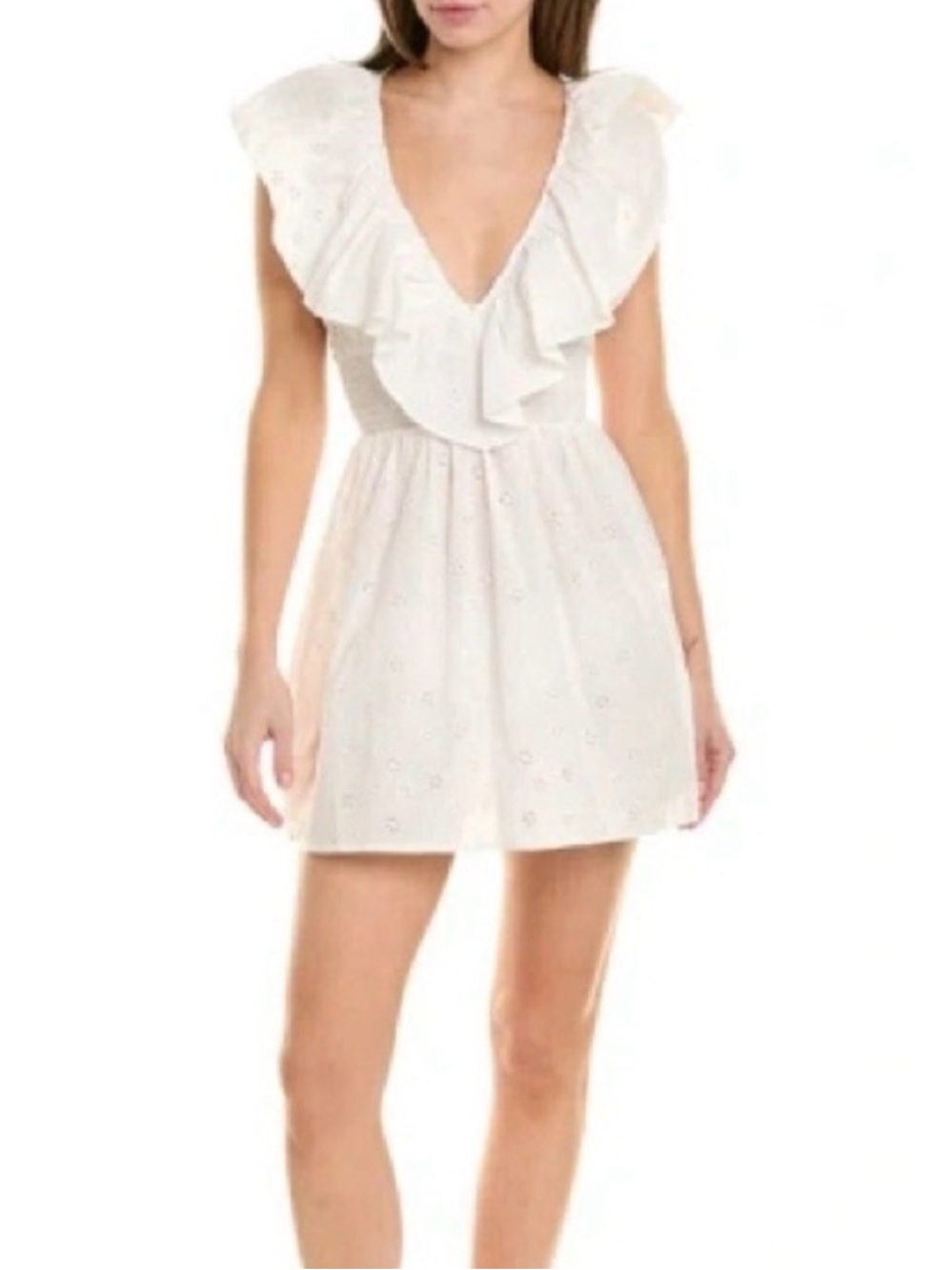 NWT Weworewhat White Eyelet Ruffle Mini Dress